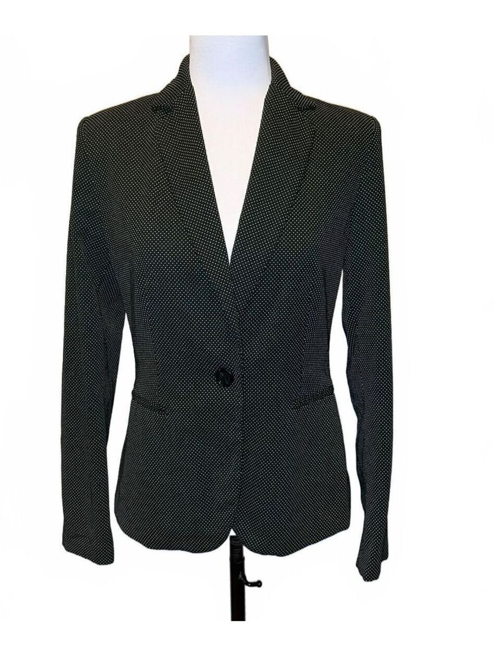Zara Black White Micro Polka Dot Blazer 4 Office Siren 90s Minimalist Paris Chic